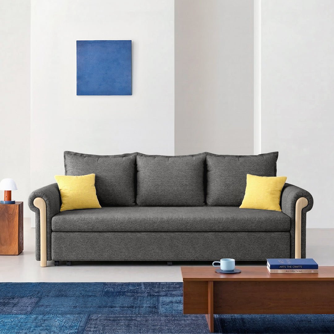 Braylene Two Seater Sofa Bed, Linen - Miola