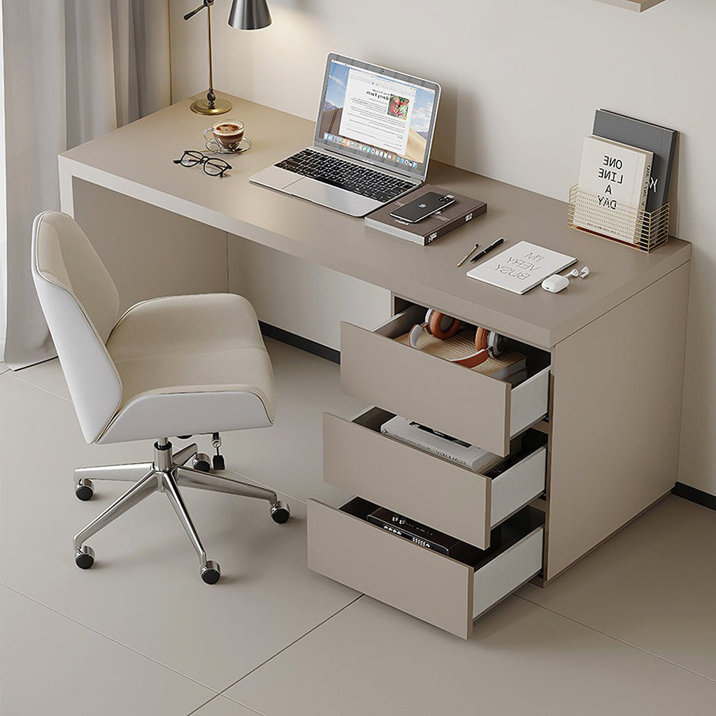 Jamal Office Desk With Storage & Office Chair, Solid Wood - Miola