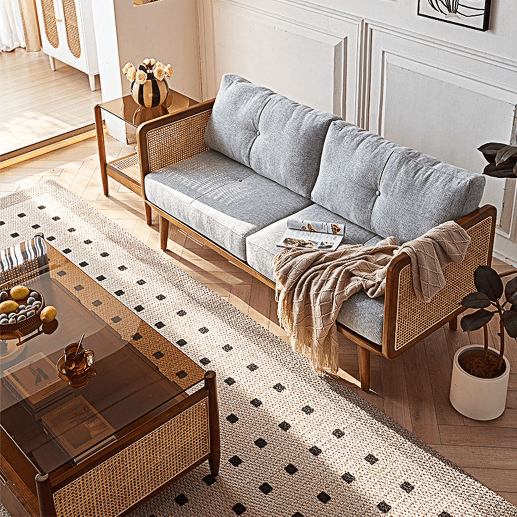 Pamela Wood Coffee Table, Rattan - Miola