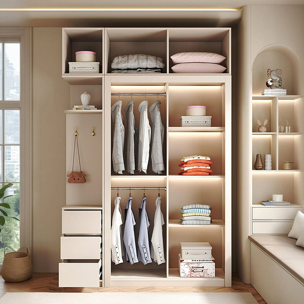 Jansen Sliding Door Wardrobe, Cream - Miola
