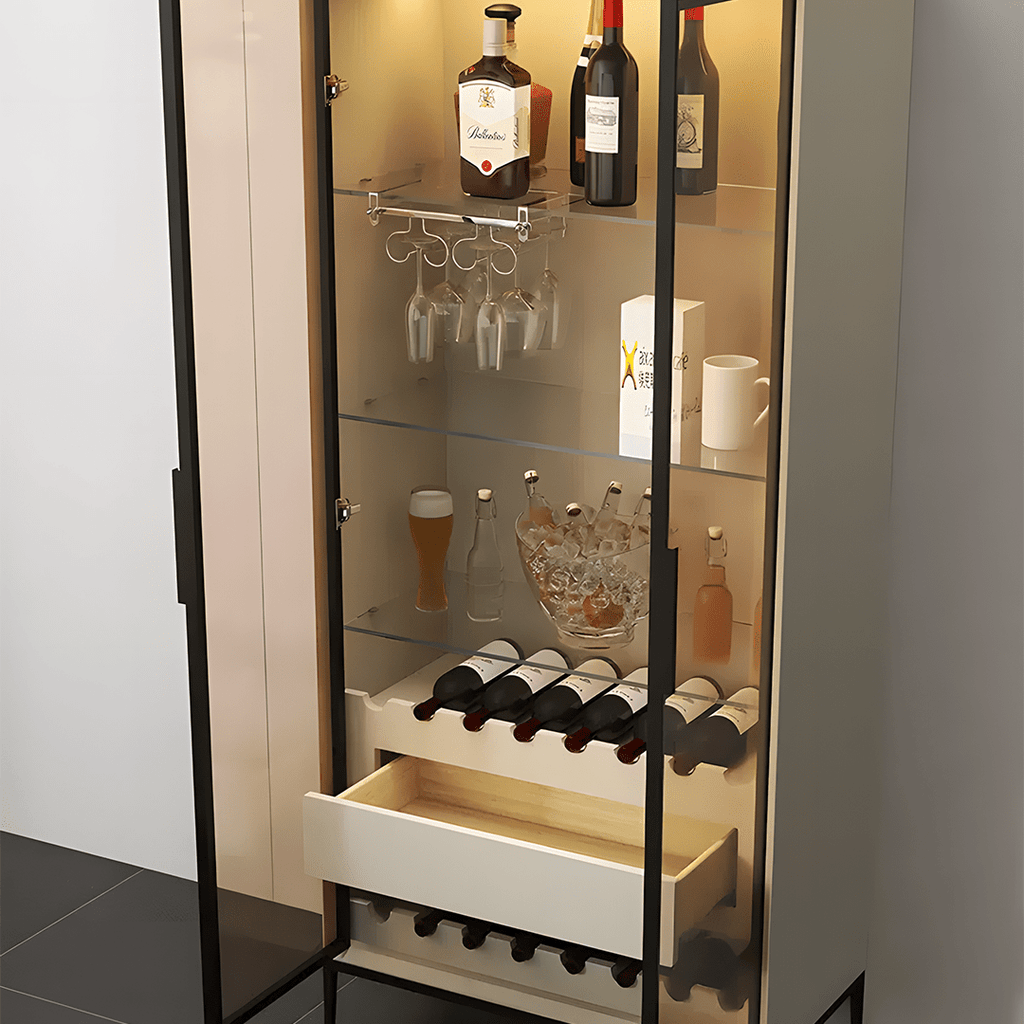 Delfina Wine Cabinet, Cabinet With Wine Rack, Light Grey Wood - Miola