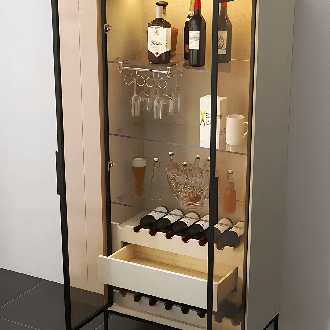 Delfina Wine Cabinet, Cabinet With Wine Rack, Light Grey Wood - Miola