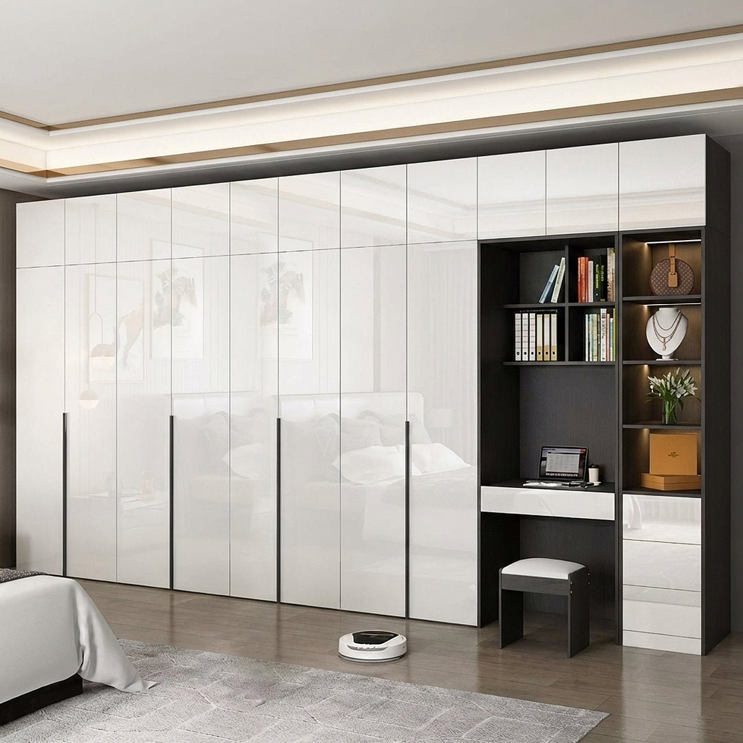 Nascimento Corner Wardrobe, Tall Wardrobe, L Shape Wardrobe With Dressing Table - Miola