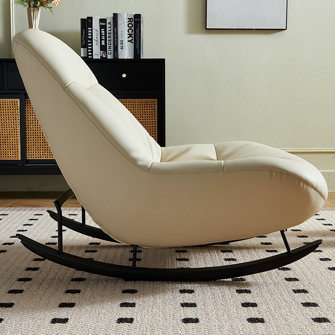 Lutz Rocking Chair With Footstool, Leather - Miola