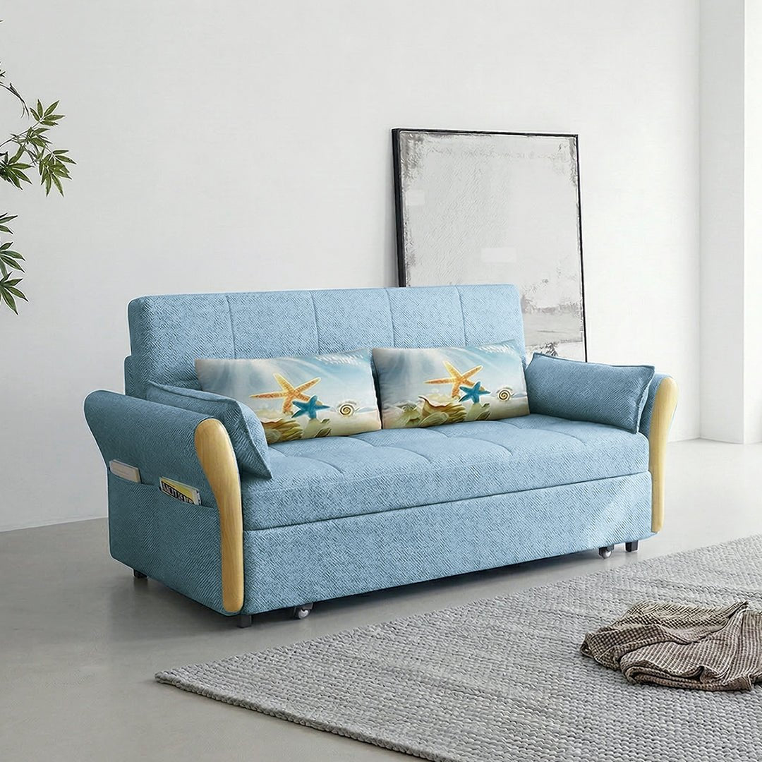 SB152 Two Seater Sofa Bed, Blue - Miola