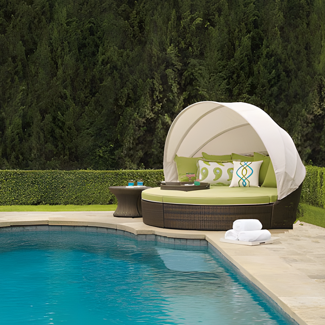 Shelly Patio Outdoor Sectional Sofa Set With Rattan Daybed Sunbed