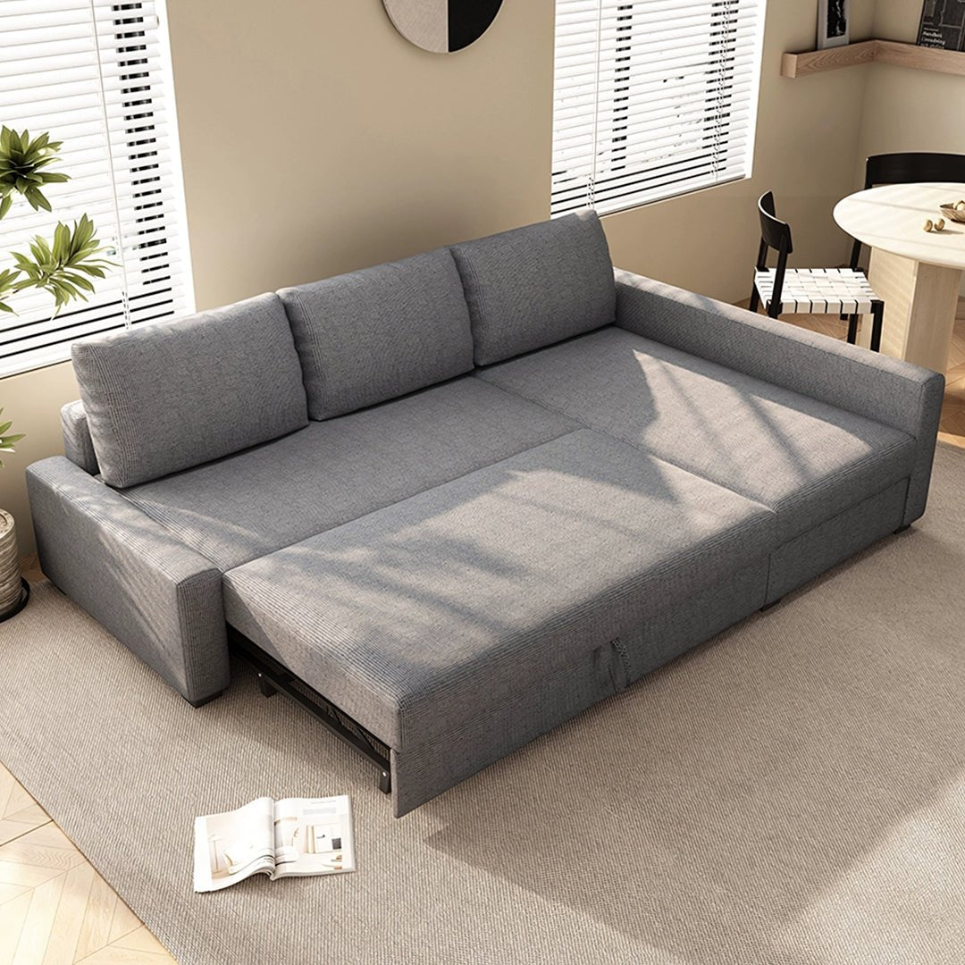 Edwards Three Seater Corner Sofa Bed With Storage, Linen - Miola