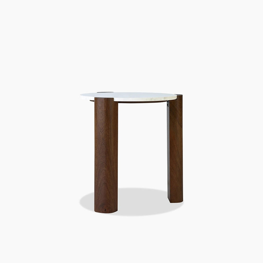 Bauman Round Side Table, Marble - Miola