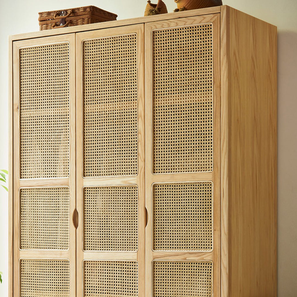 Amelia Rattan Wardrobe, Solid Wood & Rattan - Miola