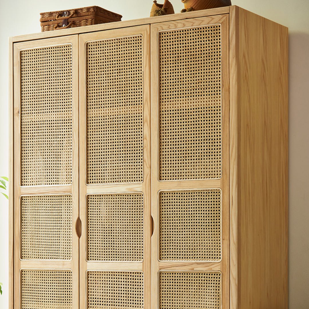 Amelia Rattan Wardrobe, Solid Wood & Rattan - Miola