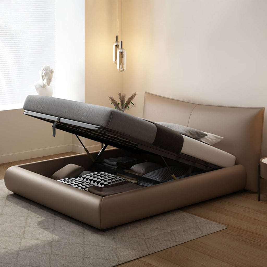 Kai King Size Bed With Storage, Super King Size With Storage, Real Leather - Miola
