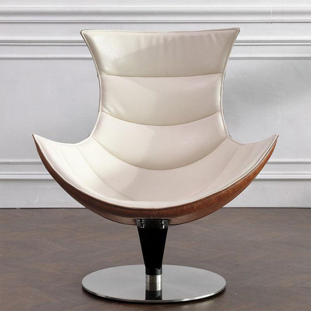 Lobster Lounge Swivel Chair With Ottoman, Walnut Texture - Miola