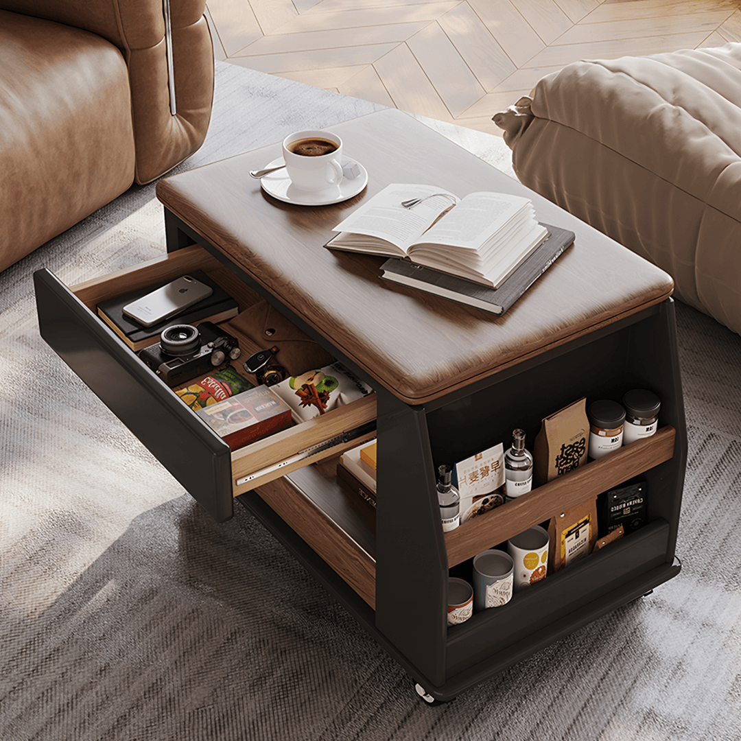 Ariana Lift Up Table, Foldable Coffee Table With Storage & Casters - Miola