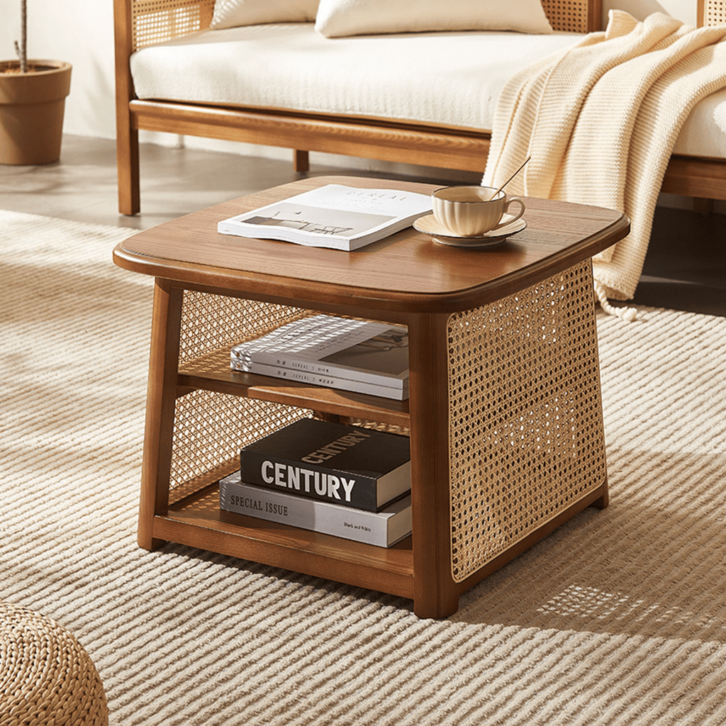 Nordic Square Coffee Table Set, Rattan - Miola