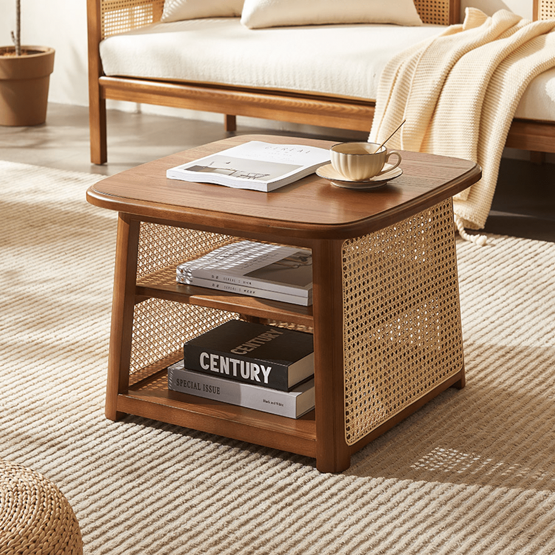 Nordic Square Coffee Table Set, Rattan - Miola