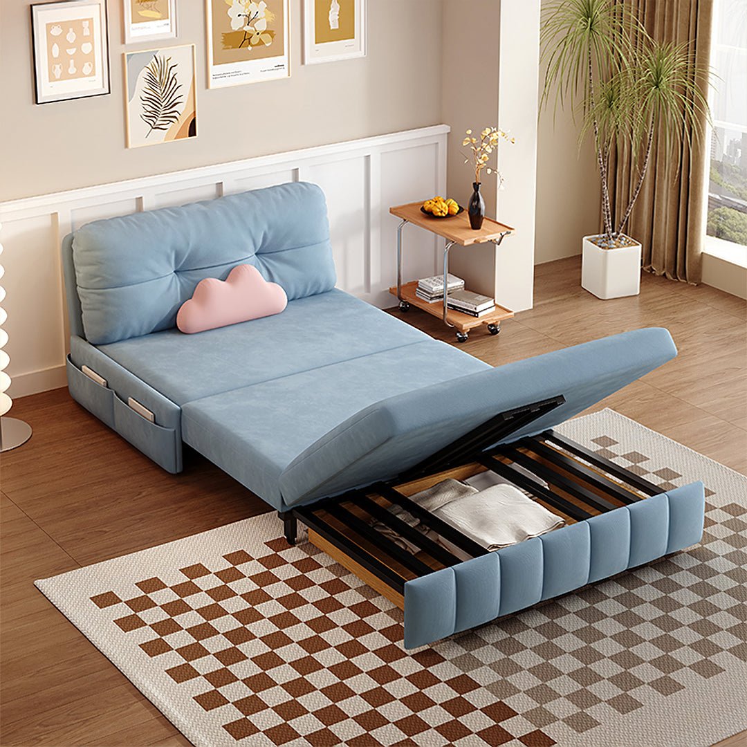 Mehta Single Seater Sofa Bed, Two Seater Sofa Bed, Blue - Miola