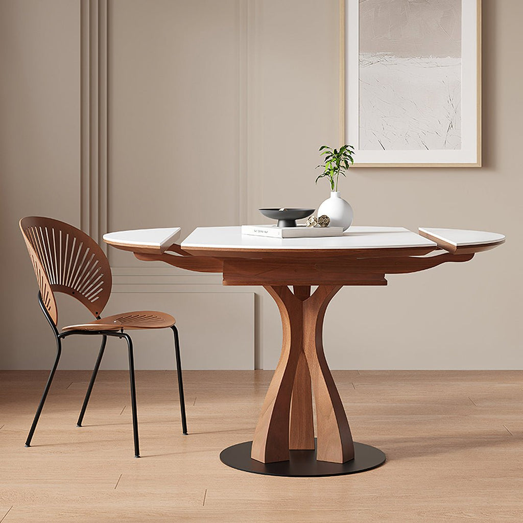 Caruso Round Extending Dining Table, Sintered Stone, White - Miola