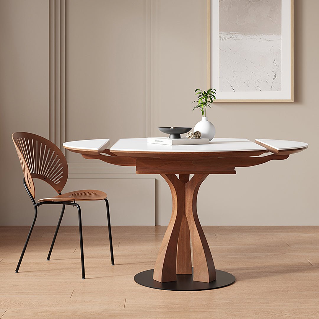 Caruso Round Extending Dining Table, Sintered Stone, White - Miola