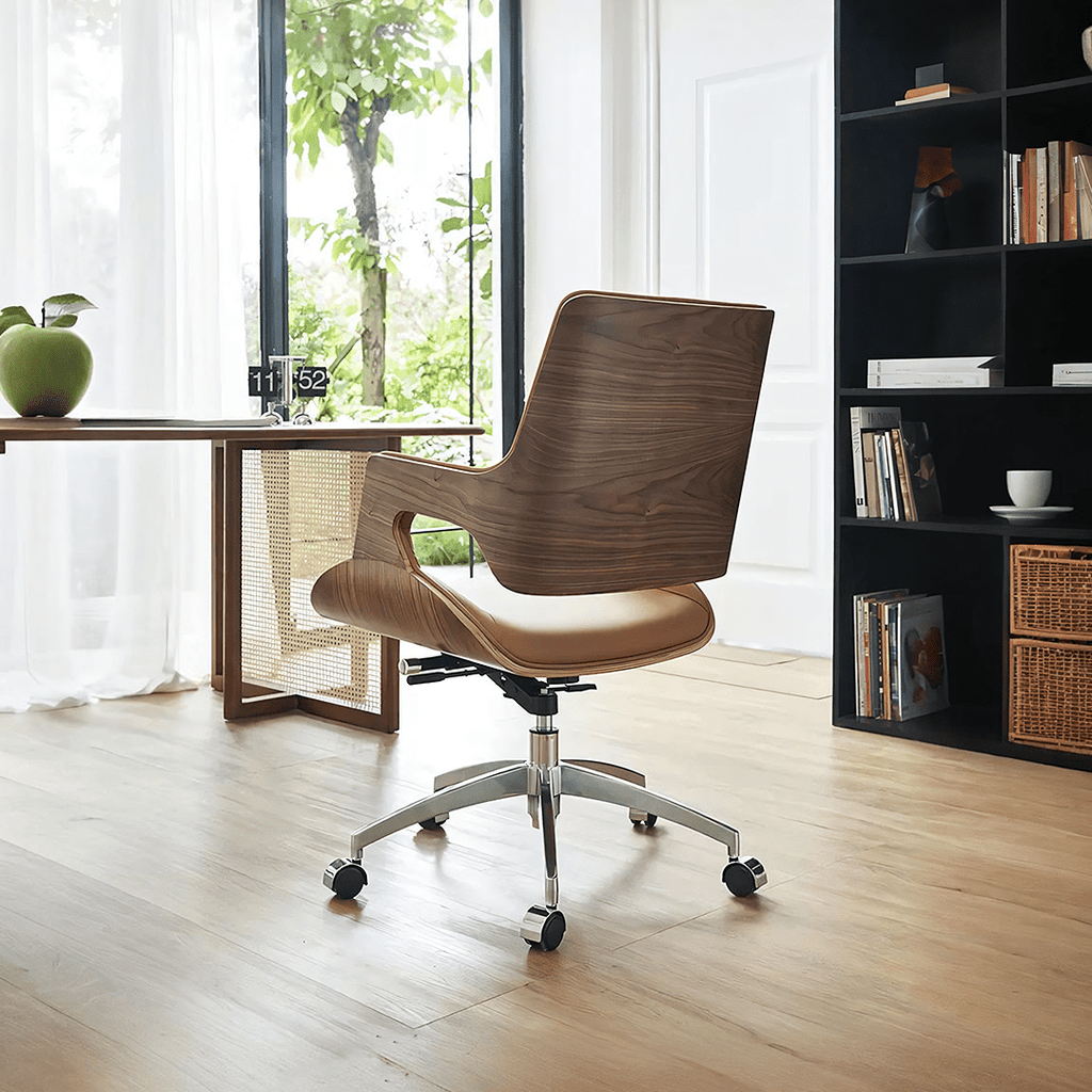 Drake Office Chair, Tan Leather, Reclining & Swivel - Miola