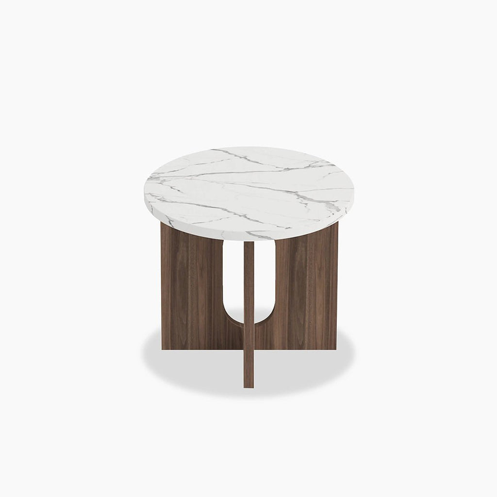 Caravaggio Round Side Table, Marble - Miola