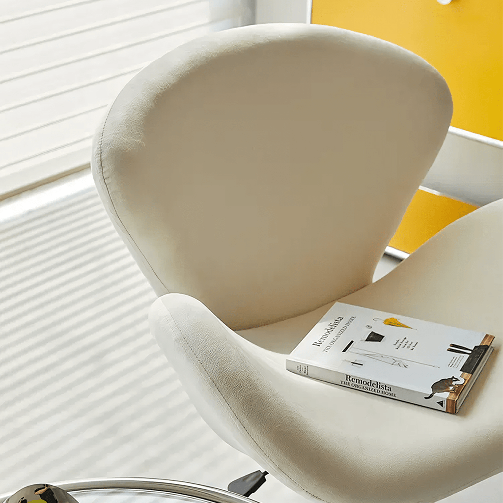 Tane Swivel Office Chair, Cream Flannelette - Miola
