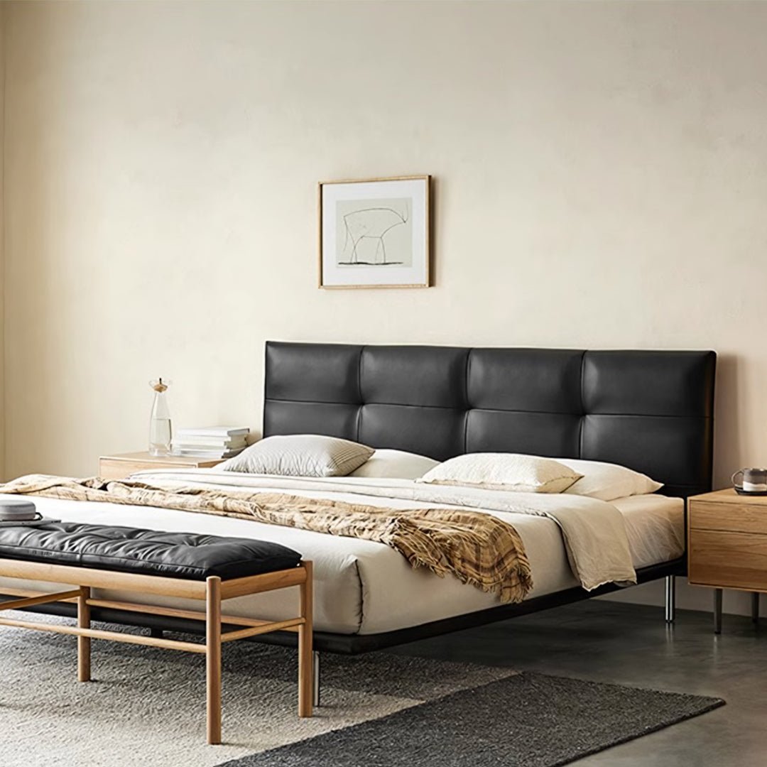 Ines Floating Bed, King Size, Super King Size Bed, Real Leather - Miola