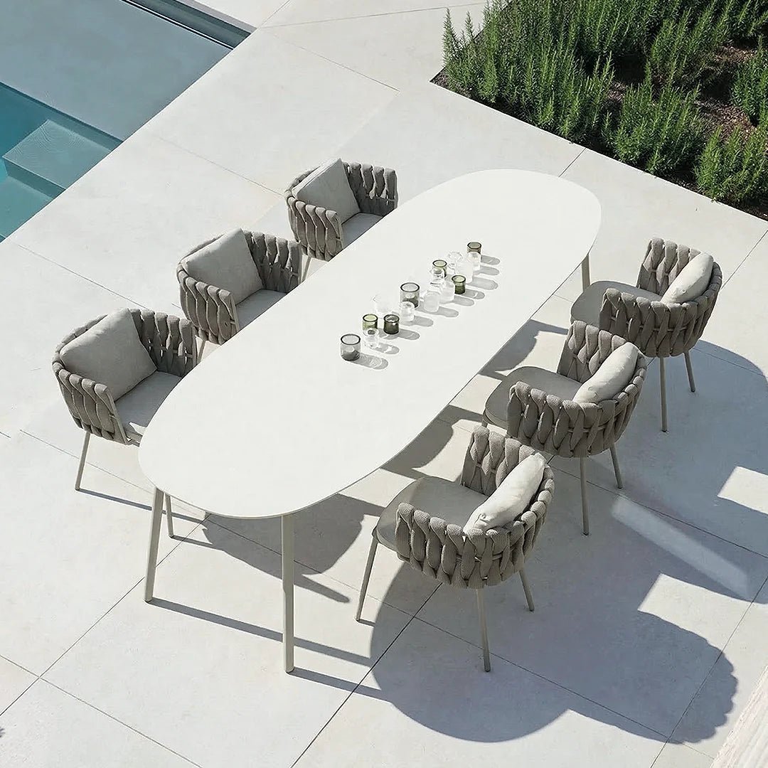 Vallee Rattan Outdoor Dining Table Set, Table With Six Dining Chairs - Miola