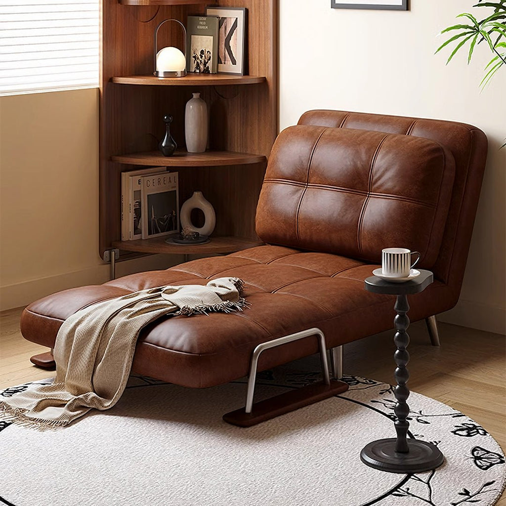 Riley Single Sofa Bed, Two Seater Sofa Bed, Black Leather - Miola