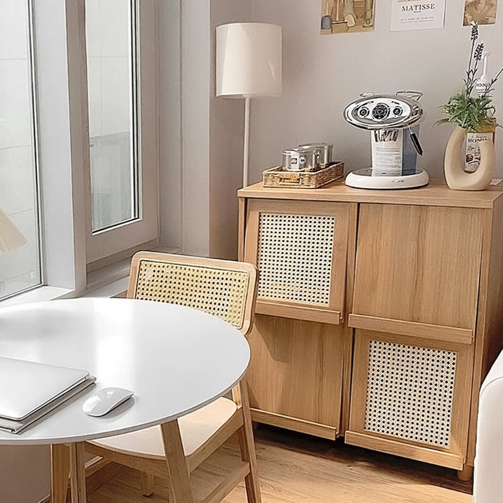 Iskandar Sideboard With Magazine Rack, Solid Wood & Rattan， Storage - Miola