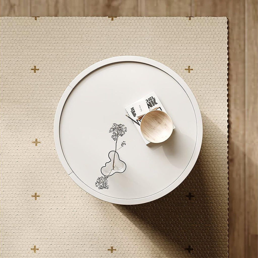 Farooq Round Bedside Table, White - Miola