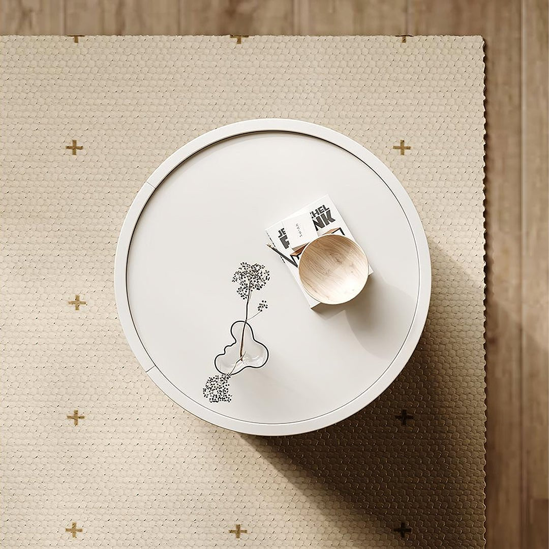 Farooq Round Bedside Table, White - Miola