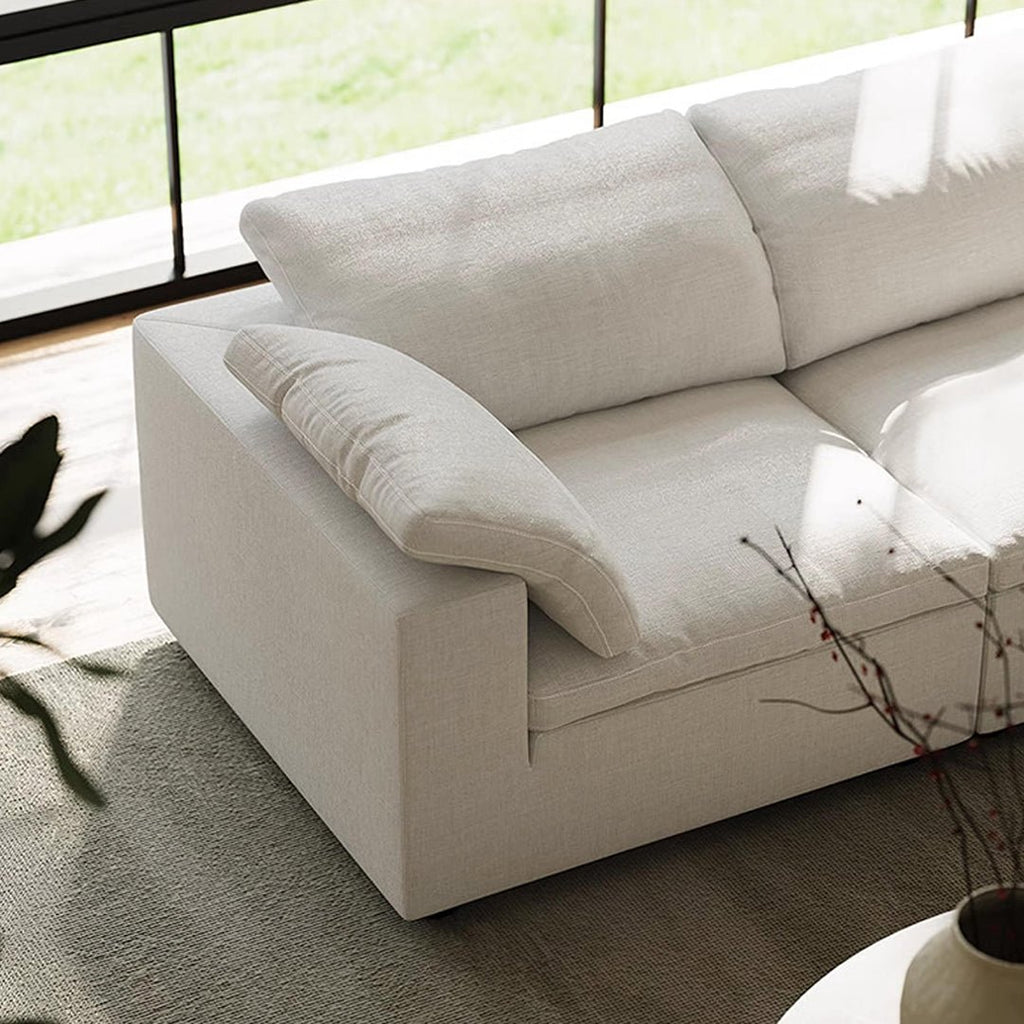 Farid Two Seater, Three Seater Sofa, Modular Sofa, White Linen - Miola