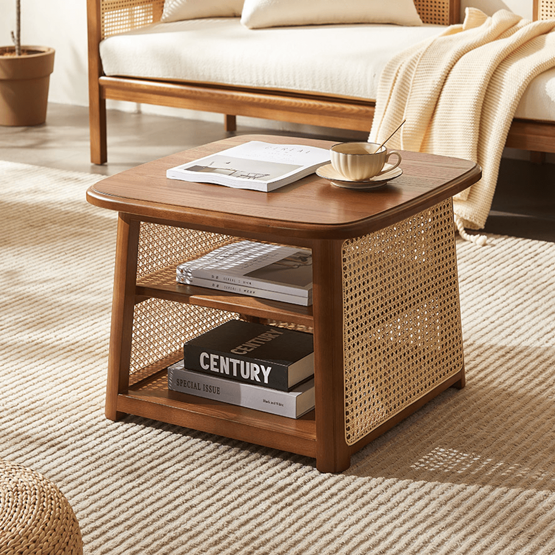 Nordic Square Coffee Table Set, Rattan - Miola