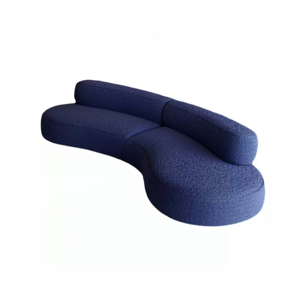 Selim Three Seater Curved Sofa, Modular Sofa, Blue - Miola