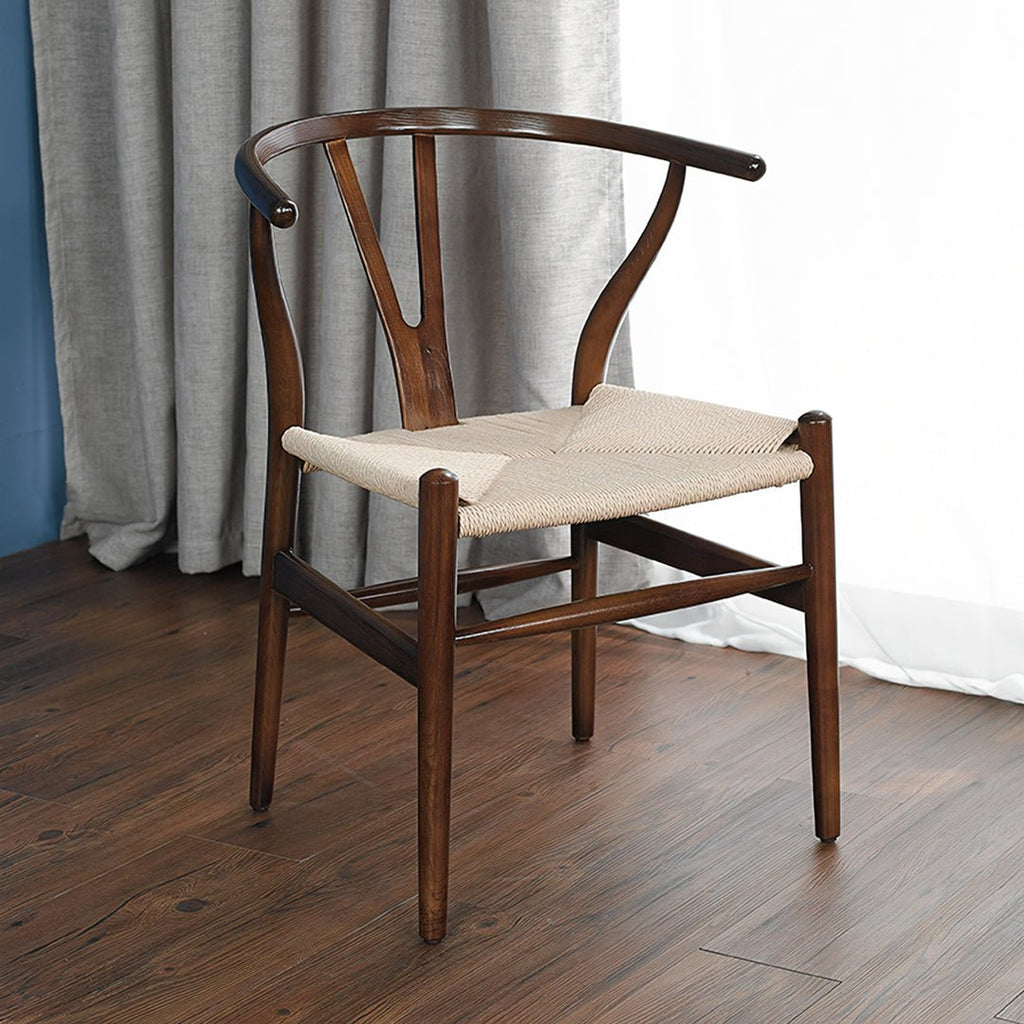 Gupta Dining Chair, Solid Wood & Rattan, Oak - Miola