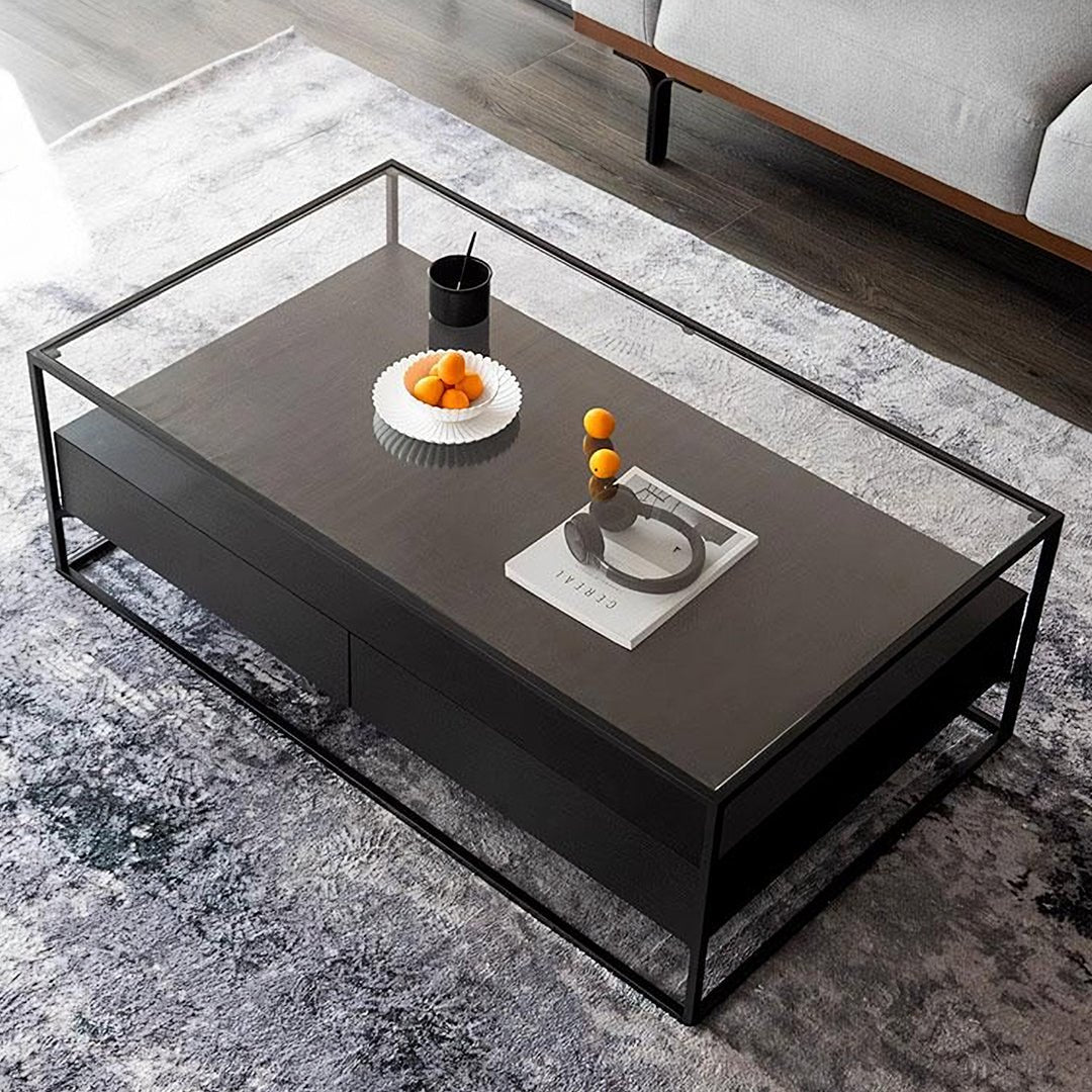 Sanderson Rectangle Coffee Table With Storage, Black - Miola