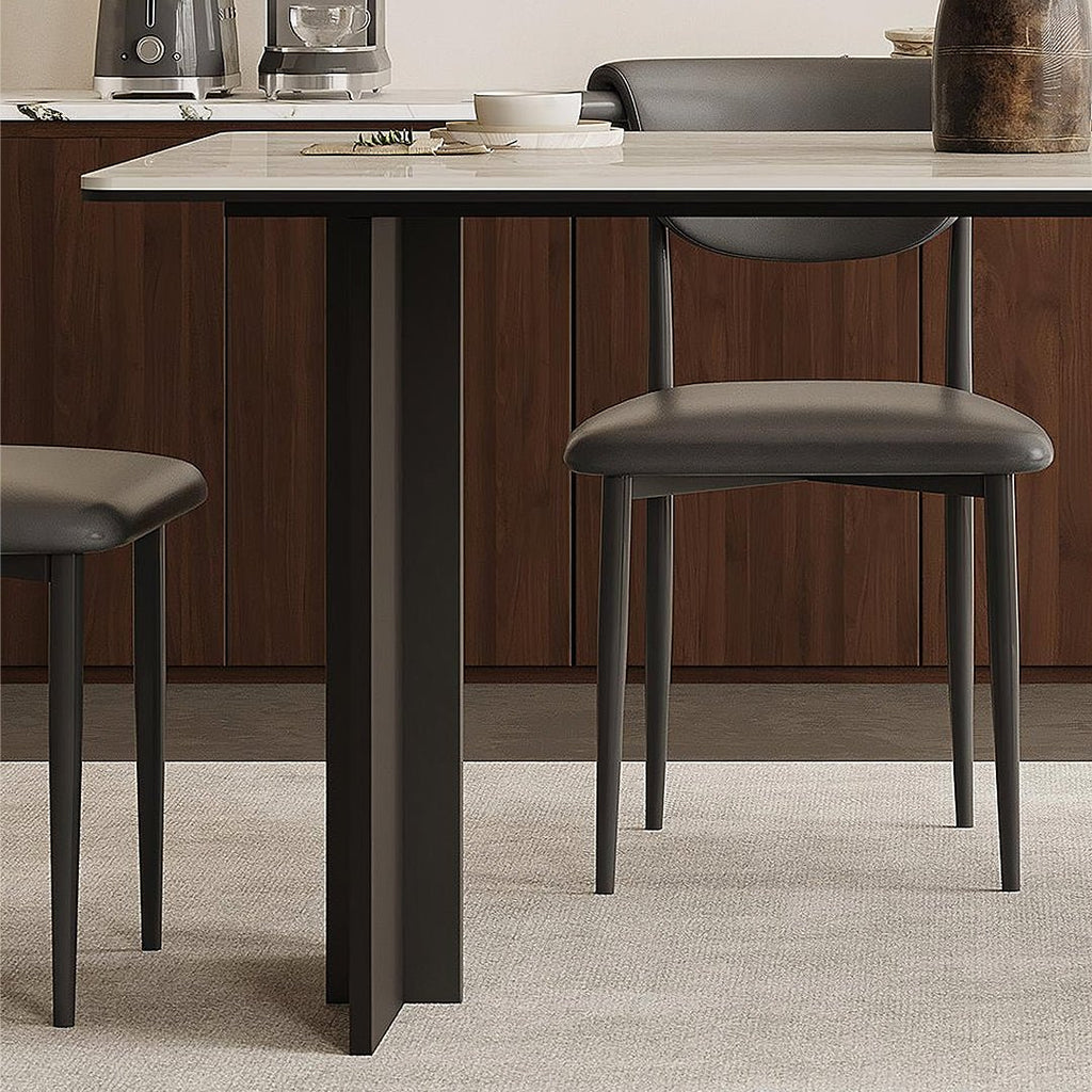 Hasegawa Dining Table, Sintered Stone With Black Legs - Miola
