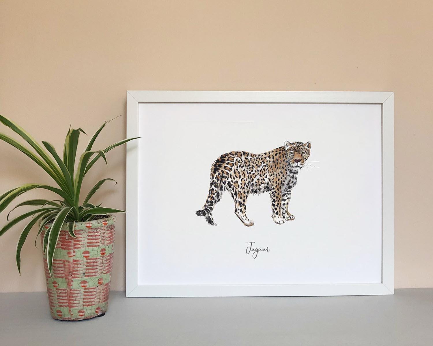 Jaguar Personalised Watercolour Fine Art Print