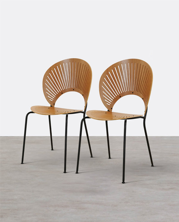 A Set of 2 Conker Dining Chair, Solid Wood