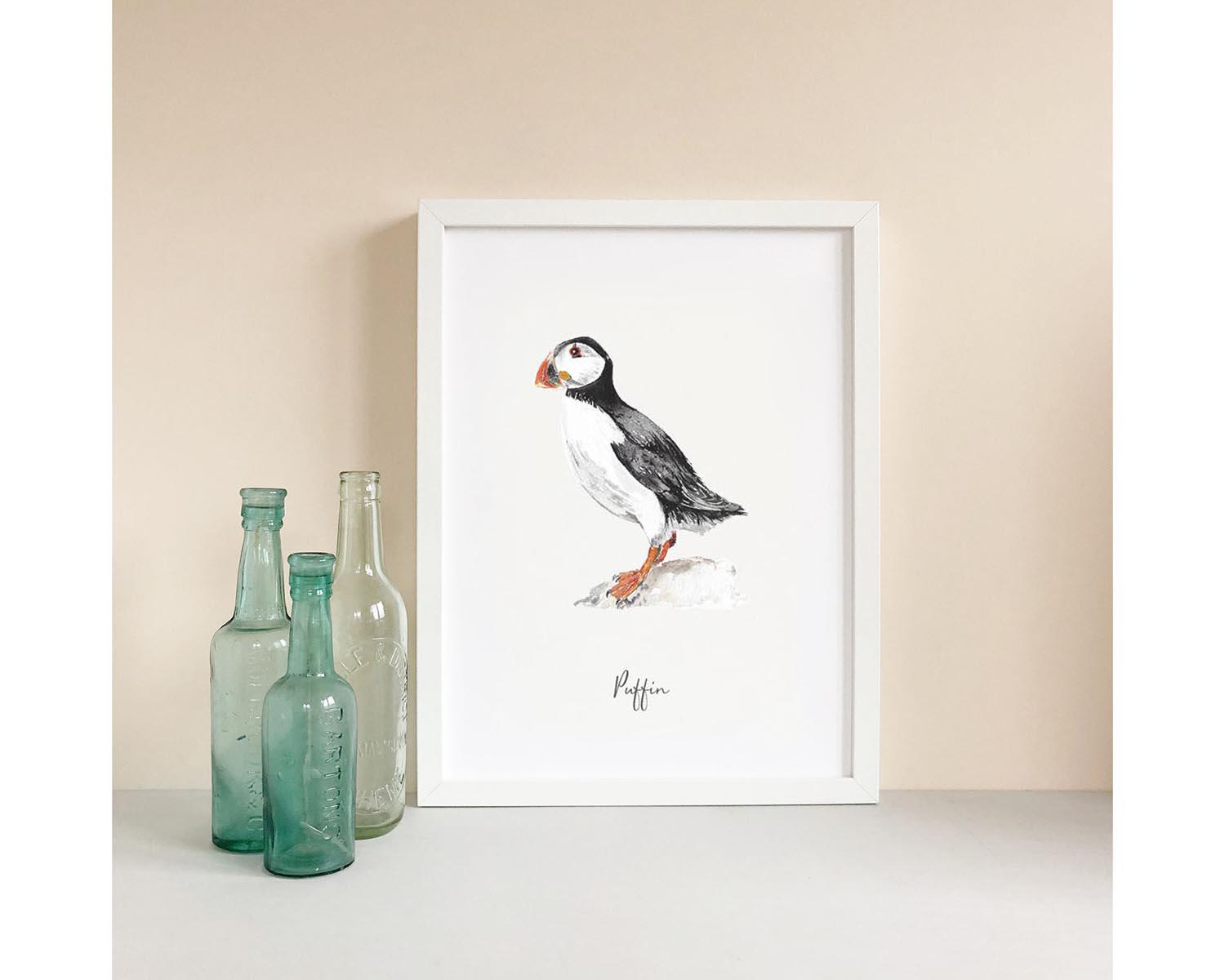 Puffin - Personalised Watercolour Fine Art Print