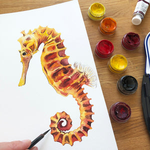 Personalised Seahorse Watercolour Fine Art Print