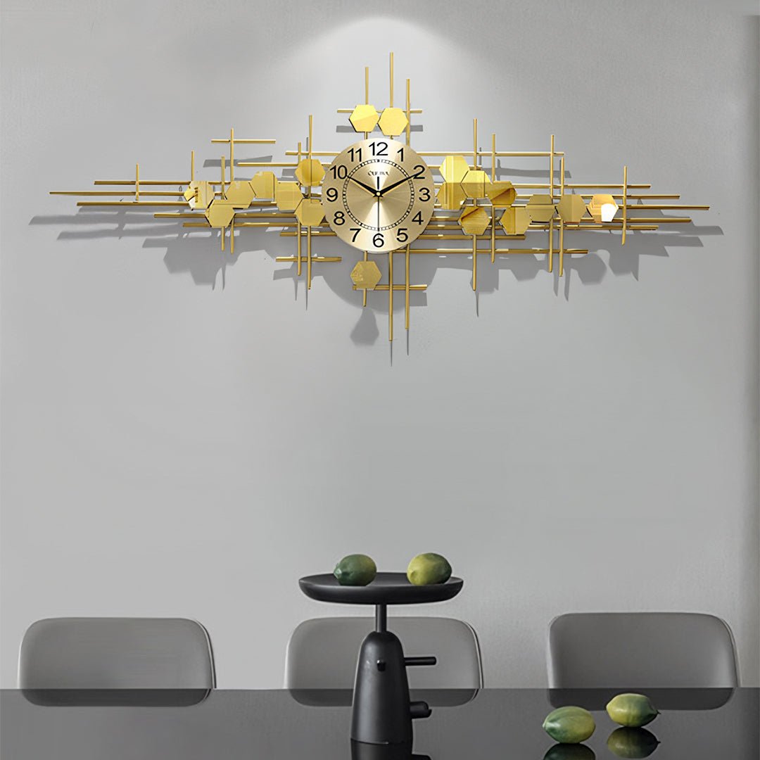 Clark Art Deco Wall Clock, Silent Clock, Gold - Miola