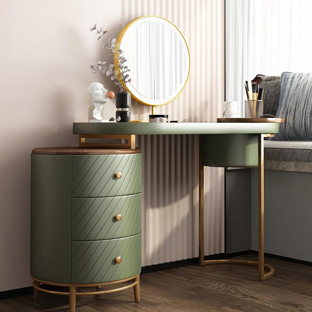 Tandy Dressing Table With LED Mirror, Green & White, Makeup Vanity - Miola