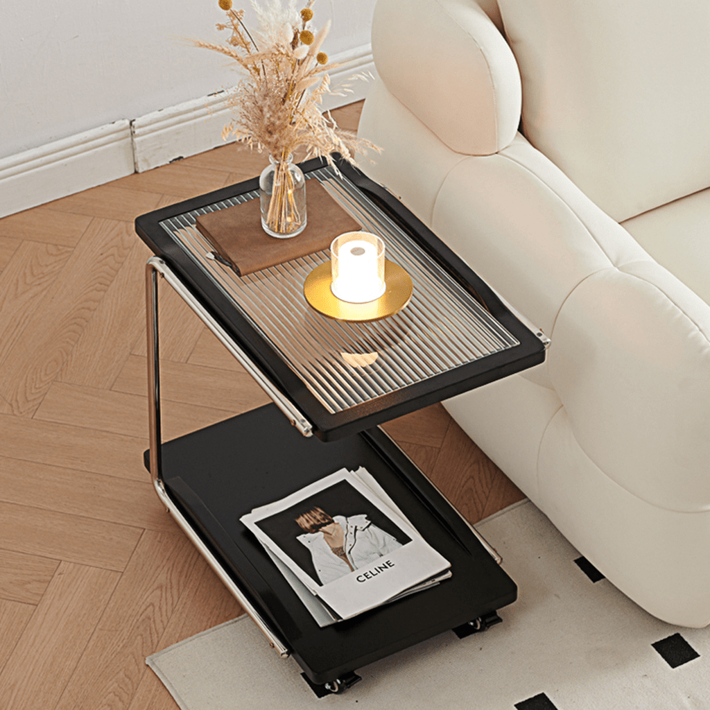 Demetrius Side Table With Trolleys, Black - Miola
