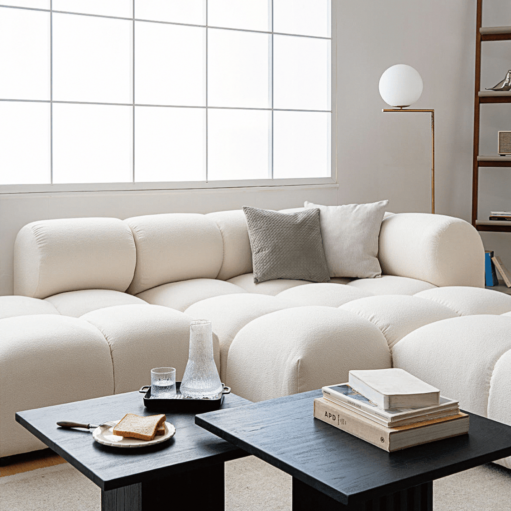 Lysander Velvet Module Three Seater, Four Seater, Five Seater Sofa, Corner Sofa, White - Miola
