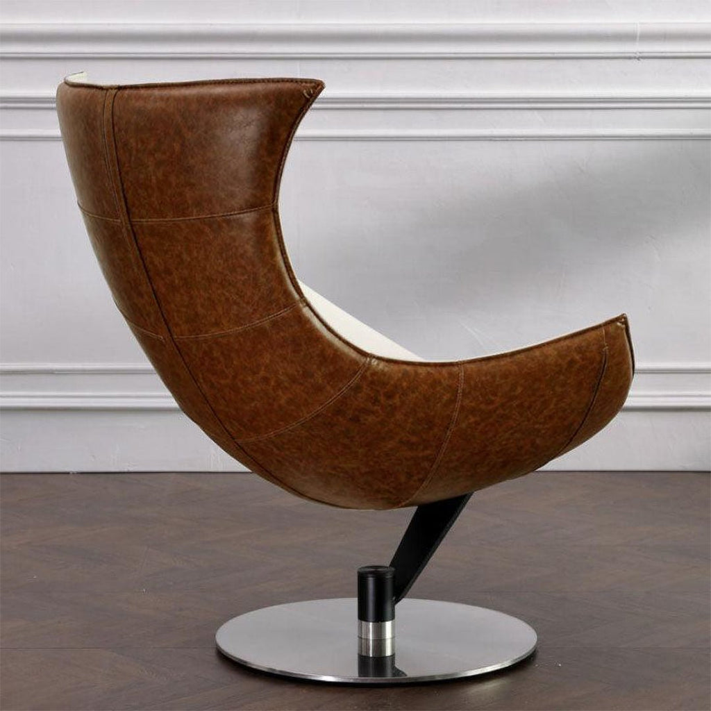 Lobster Lounge Swivel Chair With Ottoman, Walnut Texture - Miola