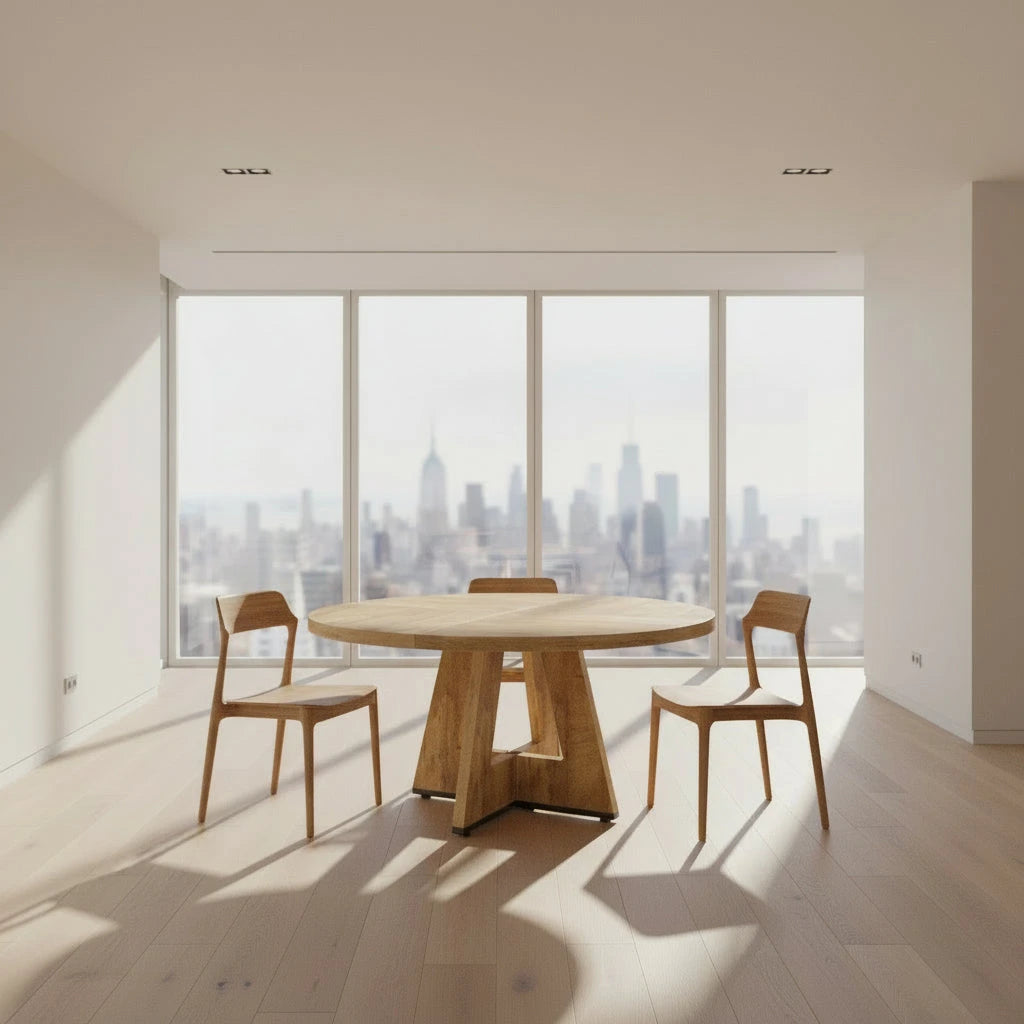 "The Somerset" Round Oak Pedestal Dining Table