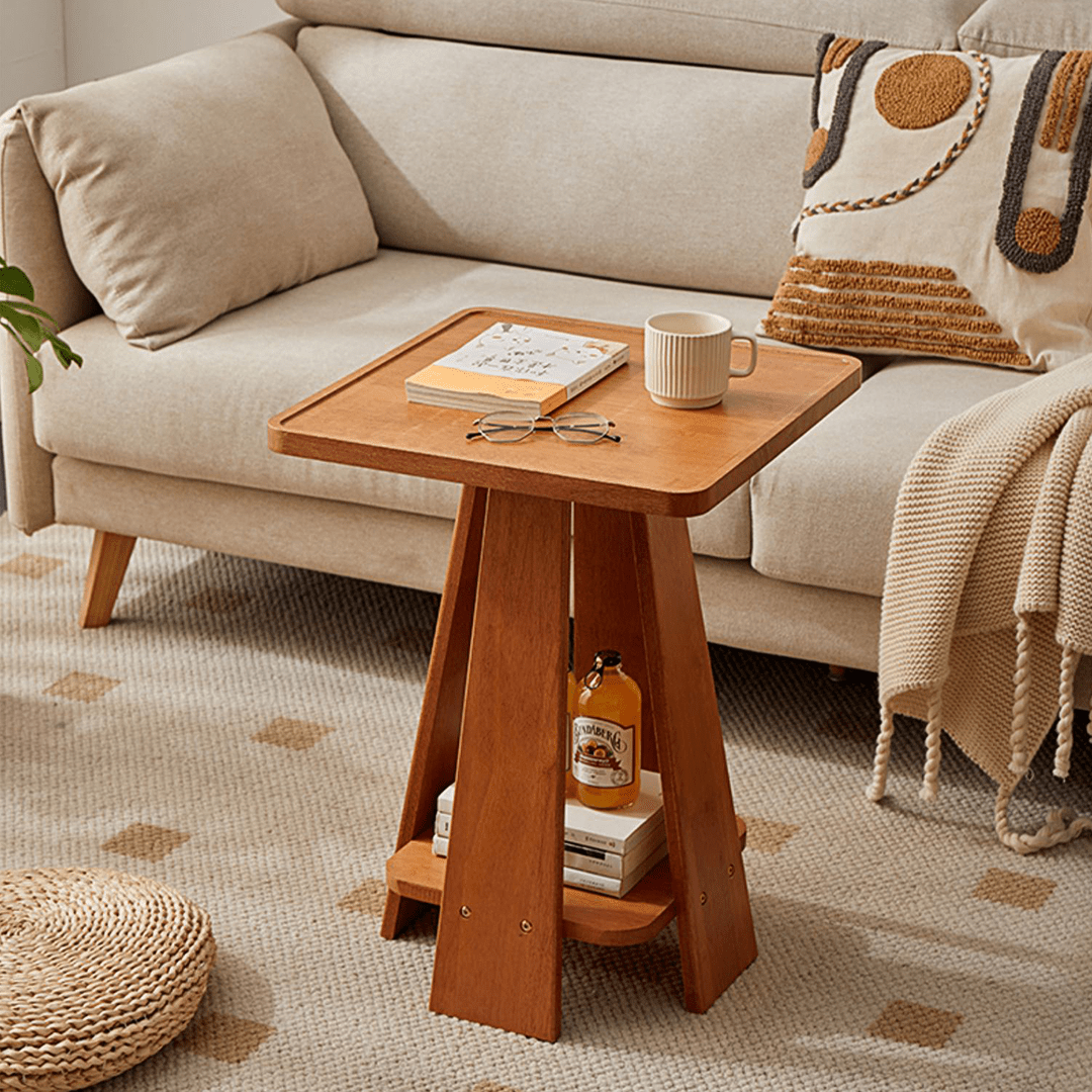 Eva Dne Side Table With Storage, Solid Wood - Miola