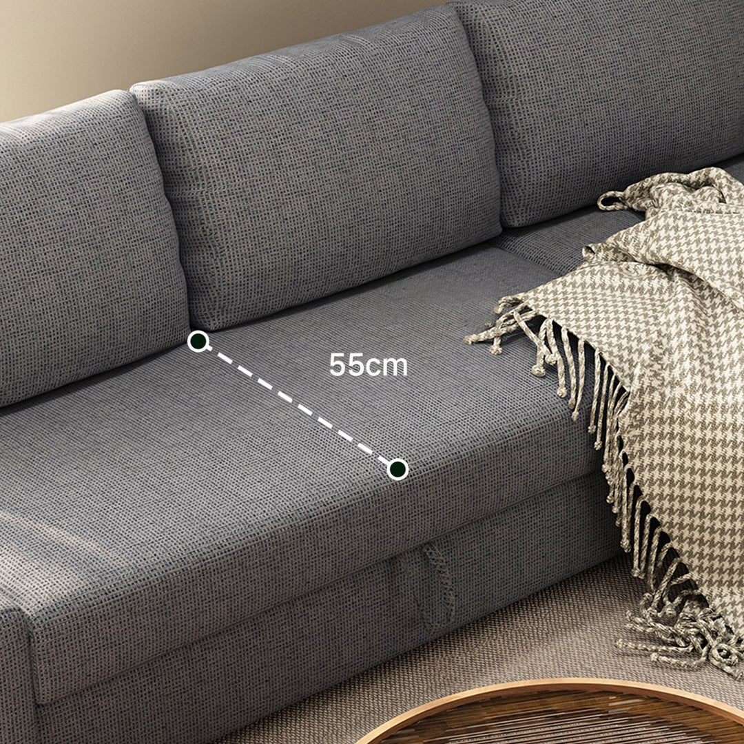 Edwards Three Seater Corner Sofa Bed With Storage, Linen - Miola