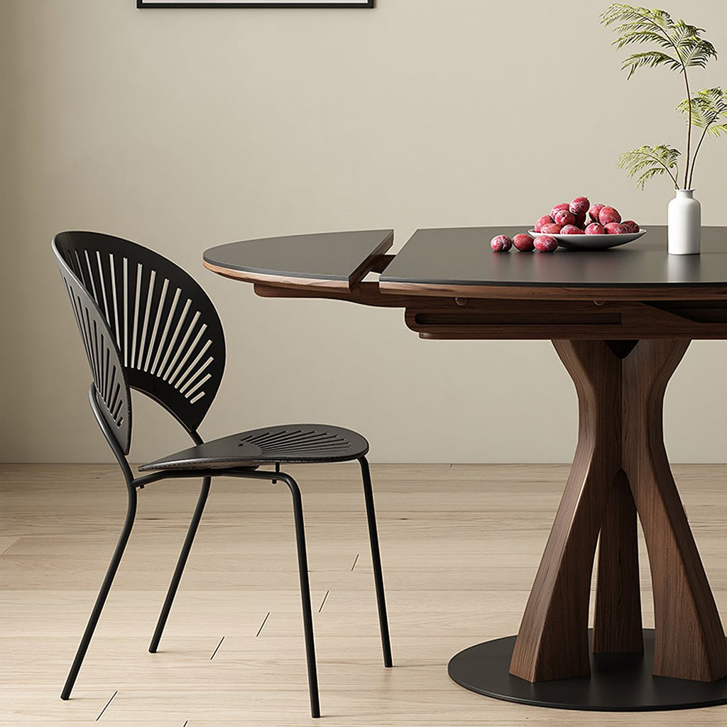 Caruso Round Folding Dining Table, Sintered Stone, Black - Miola